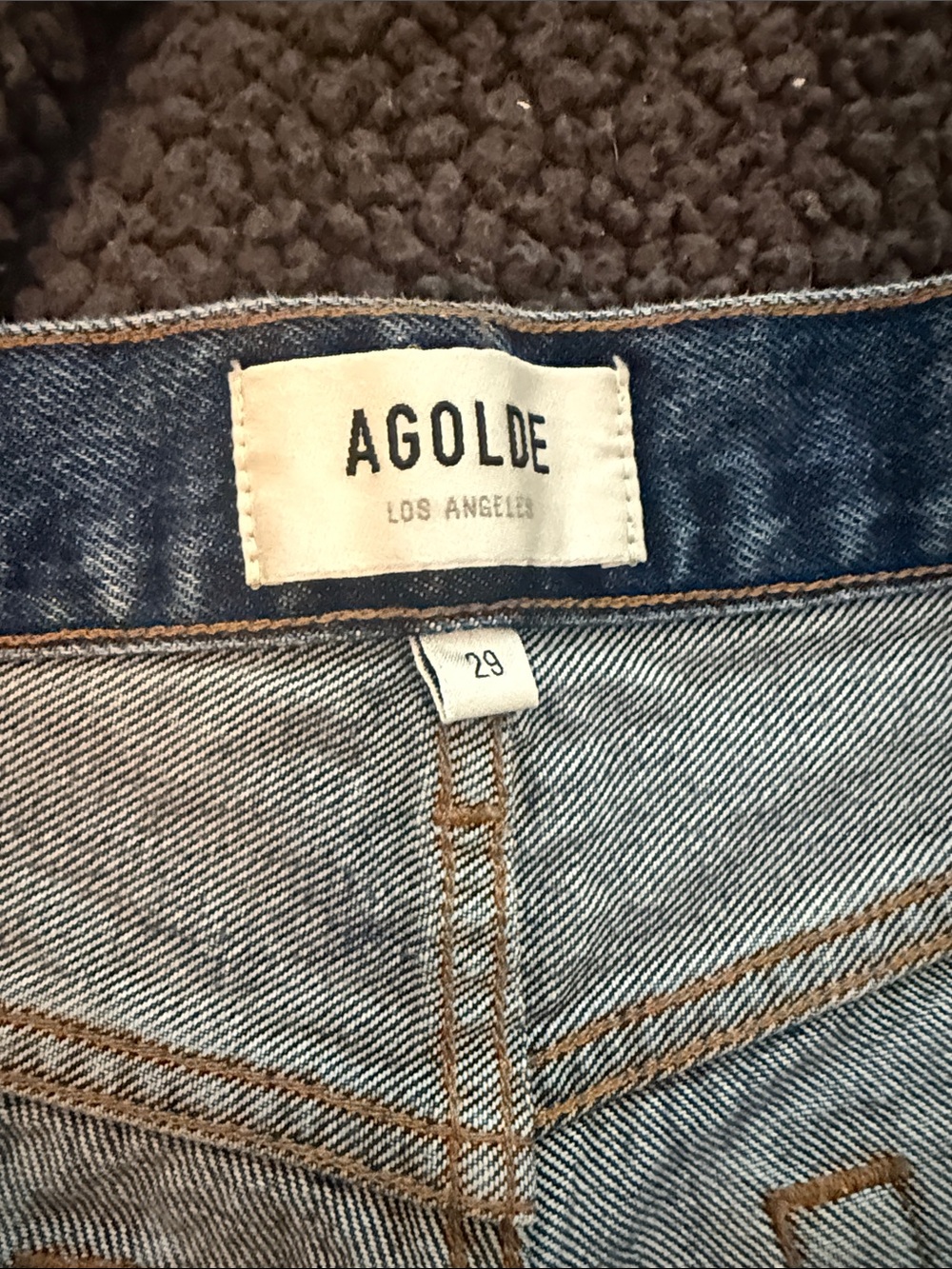 Agolde Dark Blue High-Rise Cutoff Denim Shorts - Picture 6 of 6